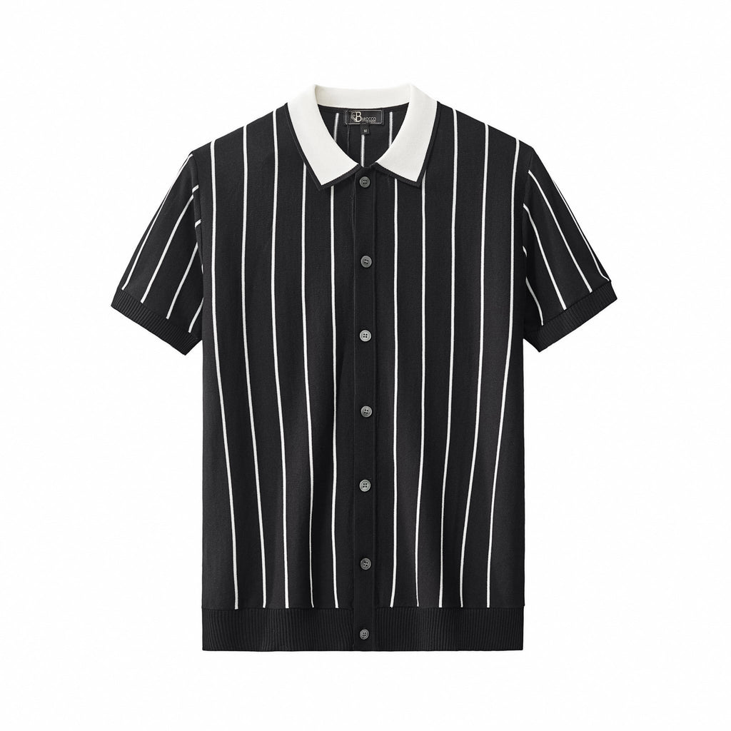 ModStripe Knit Shirt BLACK - My Men's Shop