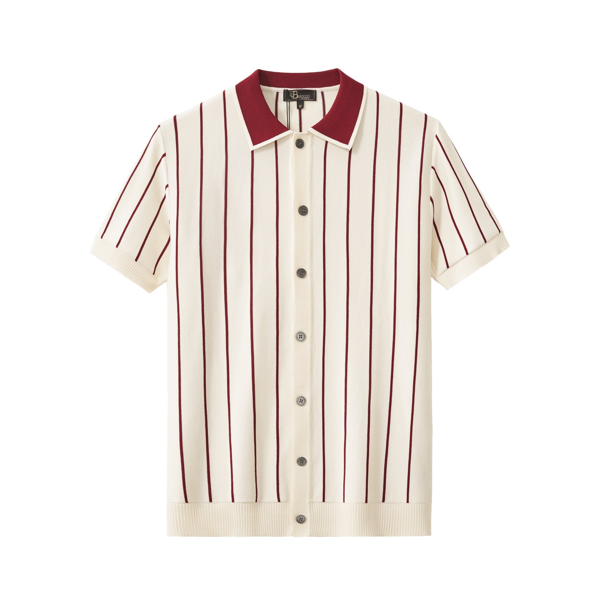 ModStripe Knit Shirt IVORY/WINE - My Men's Shop