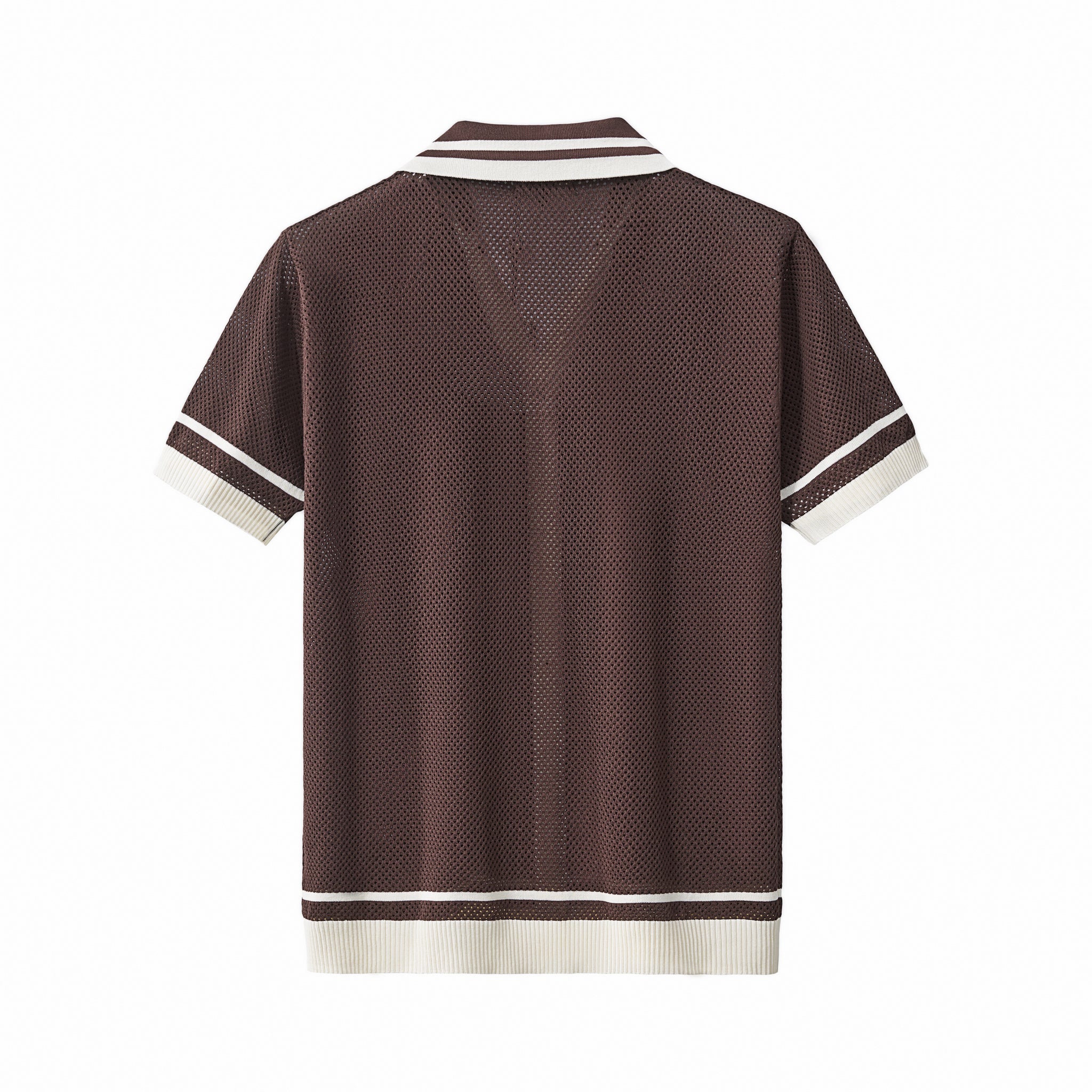 Contrast Trim Mesh Button-Up COFFEE - My Men's Shop