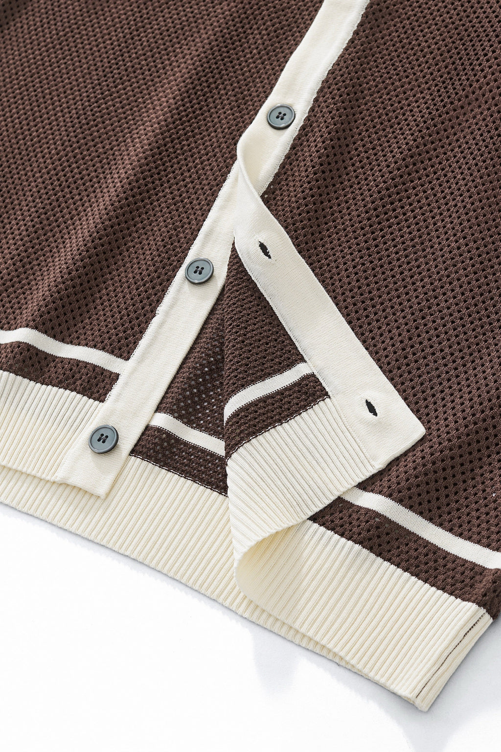 Contrast Trim Mesh Button-Up COFFEE - My Men's Shop