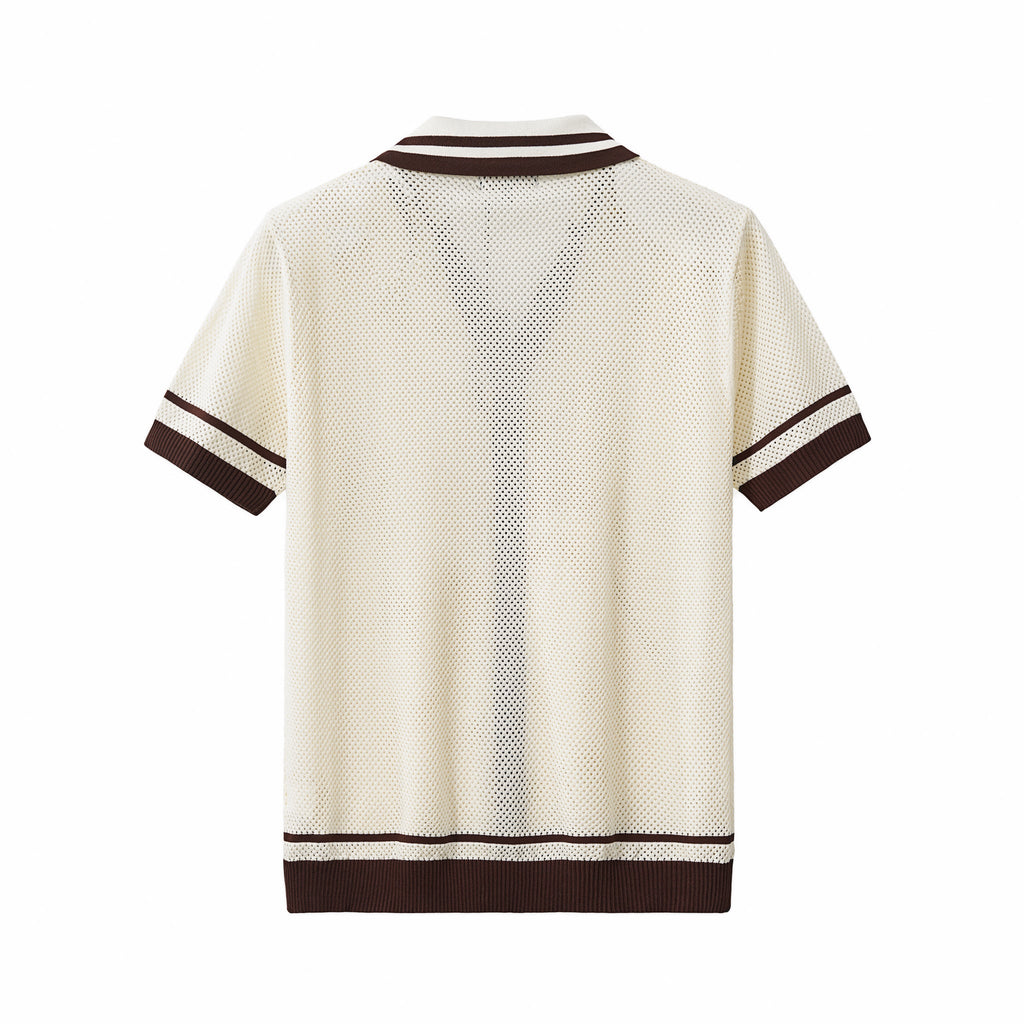 Contrast Trim Mesh Button-Up IVORY - My Men's Shop