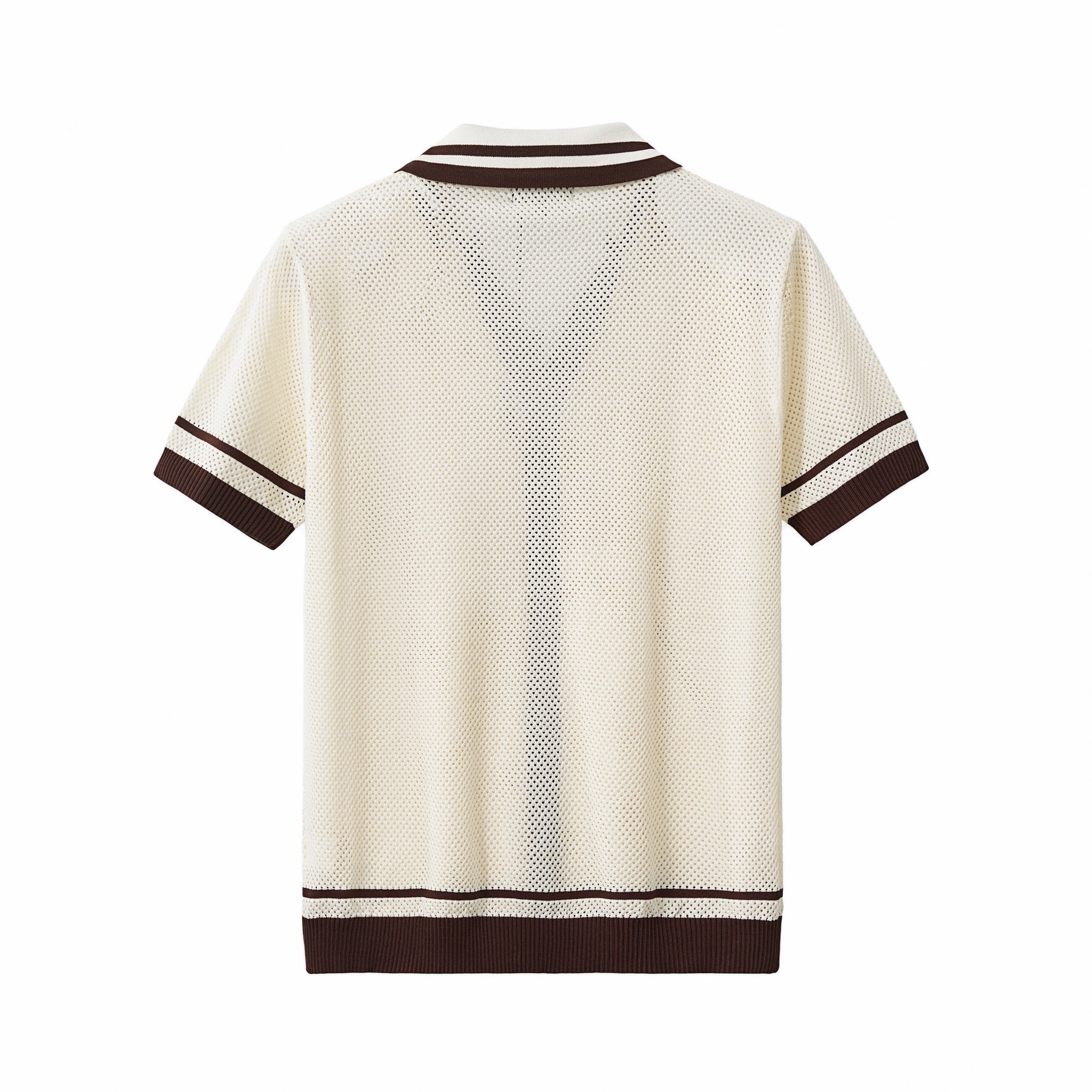 Contrast Trim Mesh Button-Up IVORY - My Men's Shop
