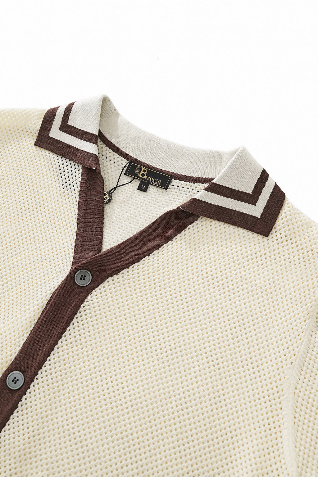 Contrast Trim Mesh Button-Up IVORY - My Men's Shop