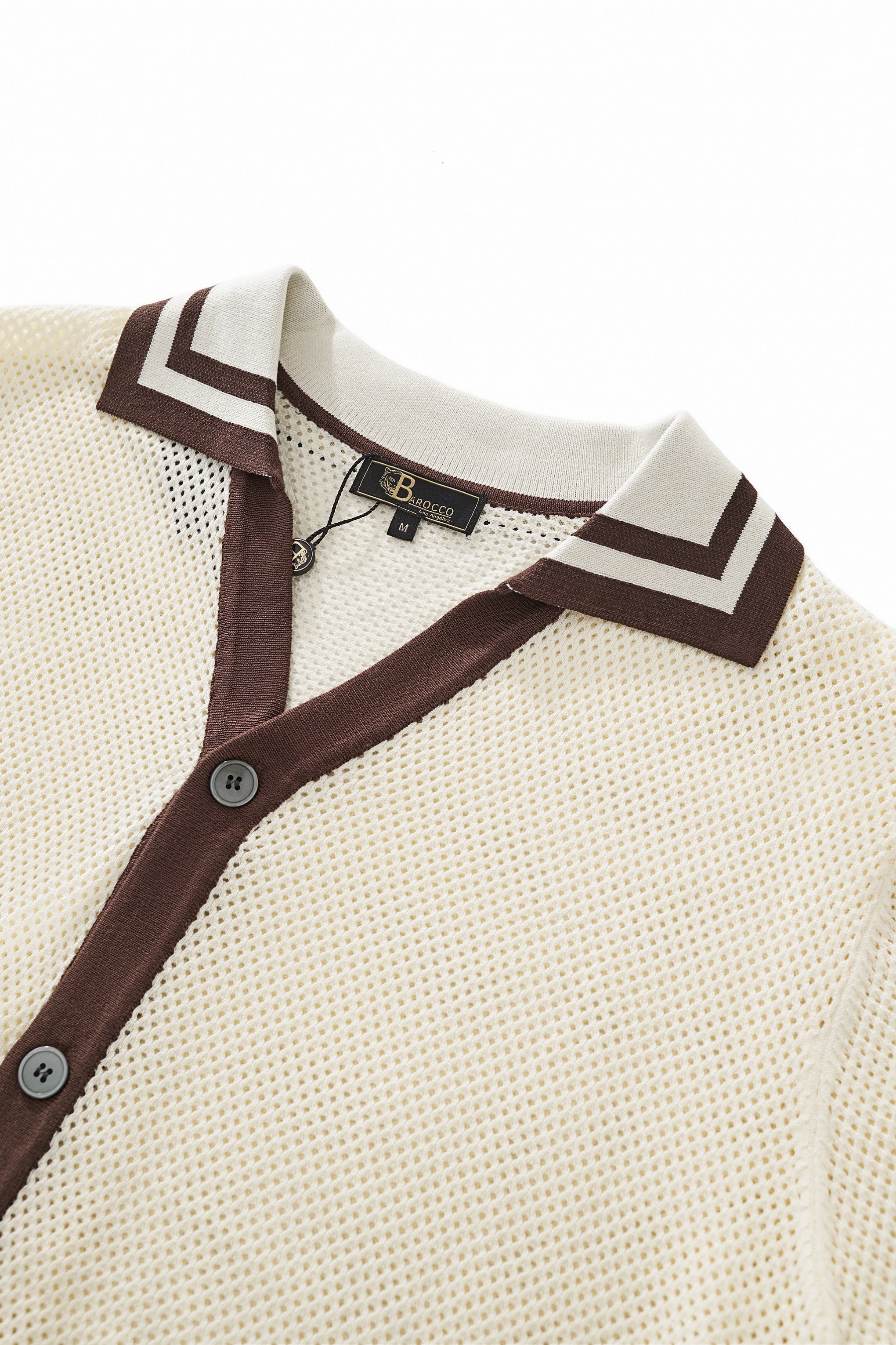 Contrast Trim Mesh Button-Up IVORY - My Men's Shop