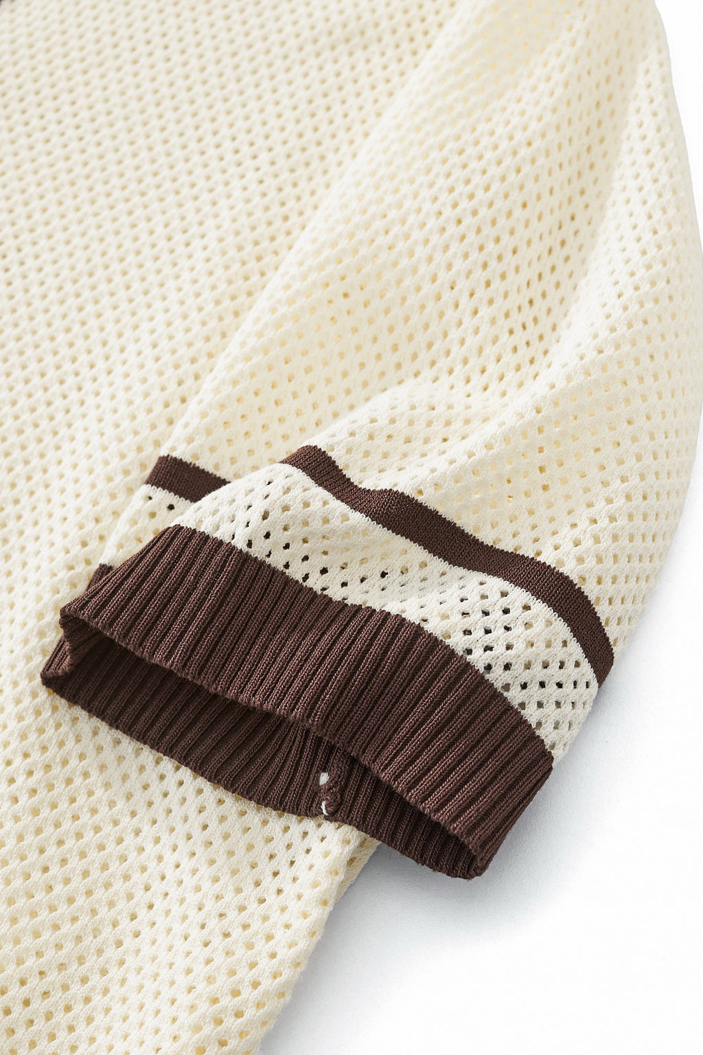 Contrast Trim Mesh Button-Up IVORY - My Men's Shop