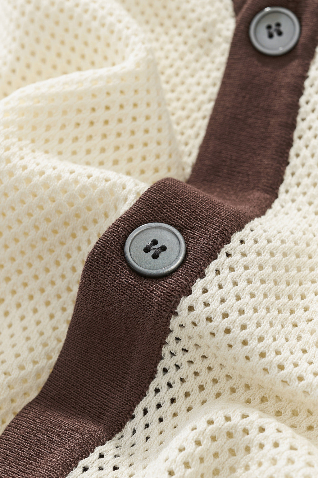 Contrast Trim Mesh Button-Up IVORY - My Men's Shop