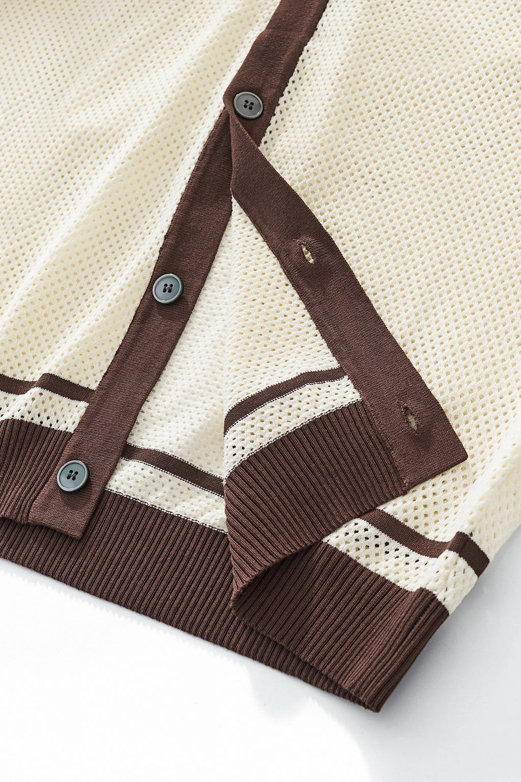 Contrast Trim Mesh Button-Up IVORY - My Men's Shop