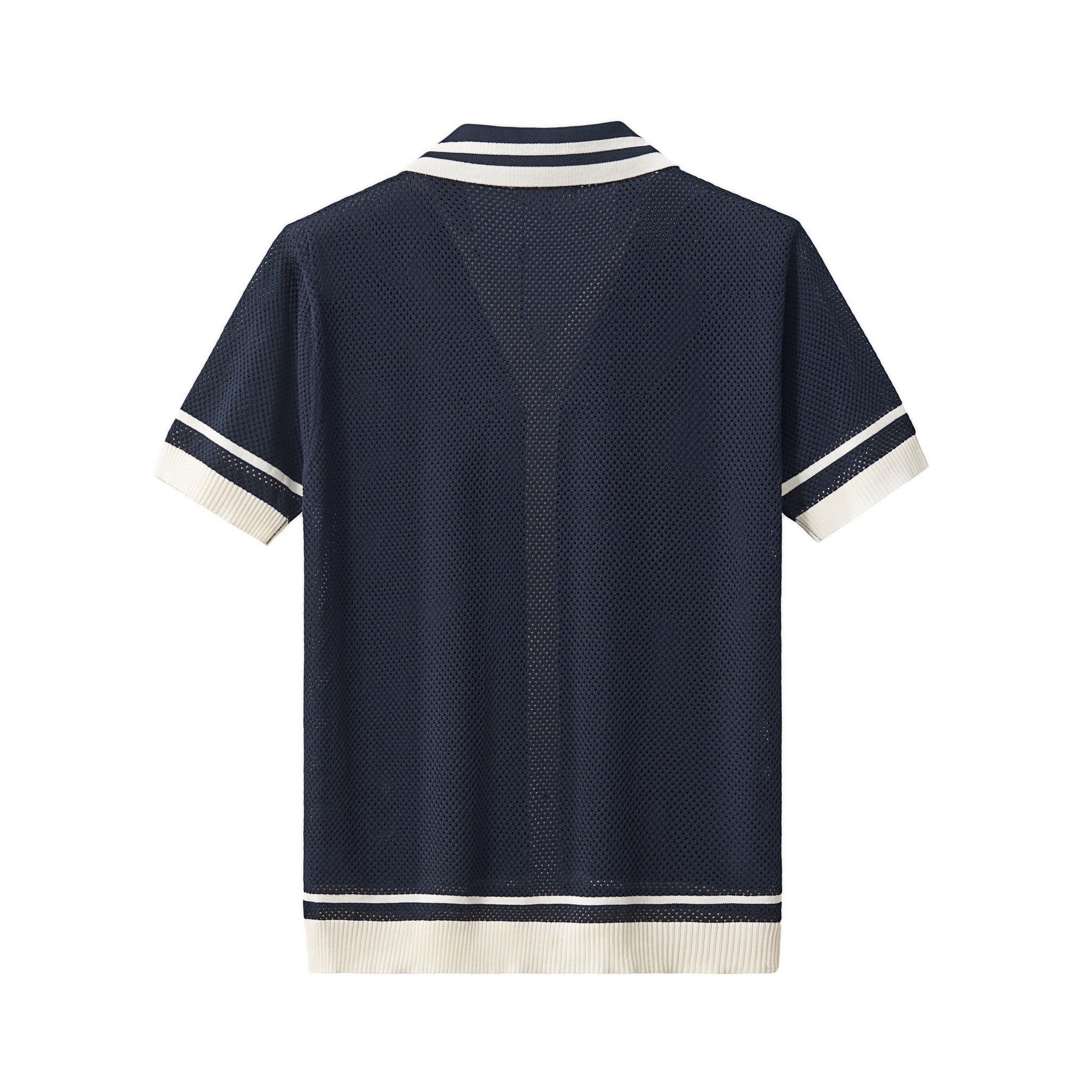 Contrast Trim Mesh Button-Up NAVY - My Men's Shop