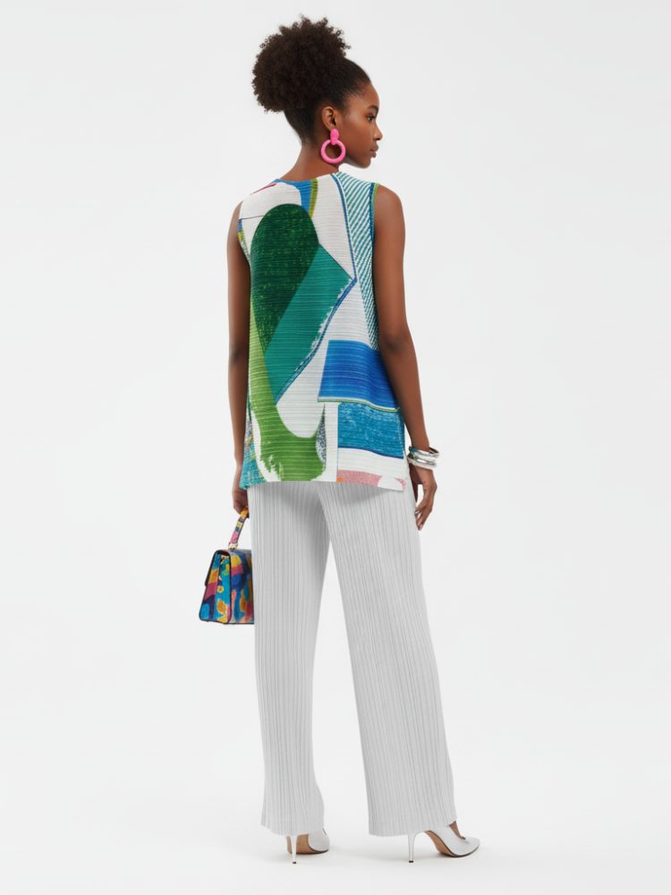 Pleated Printed Sleeveless Top, Coney Island | Women - BYMANYC ® New York - My Men's Shop