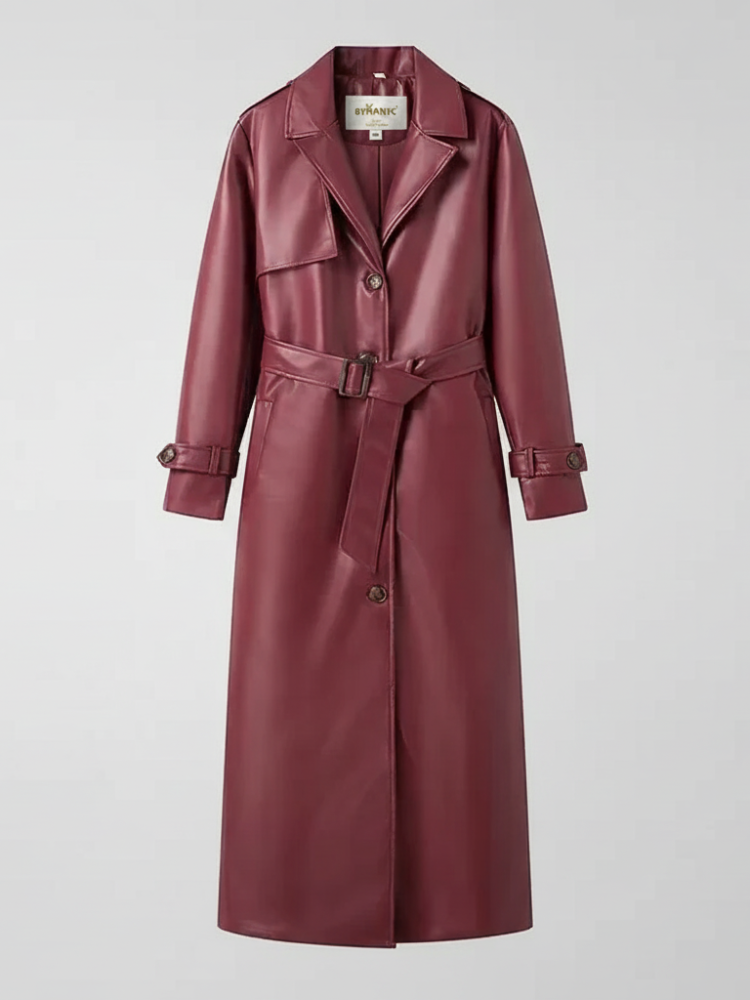 Plus-Size Long Leather-Style Windbreaker For Women, Red Hook, BYMANYC New York. - My Men's Shop