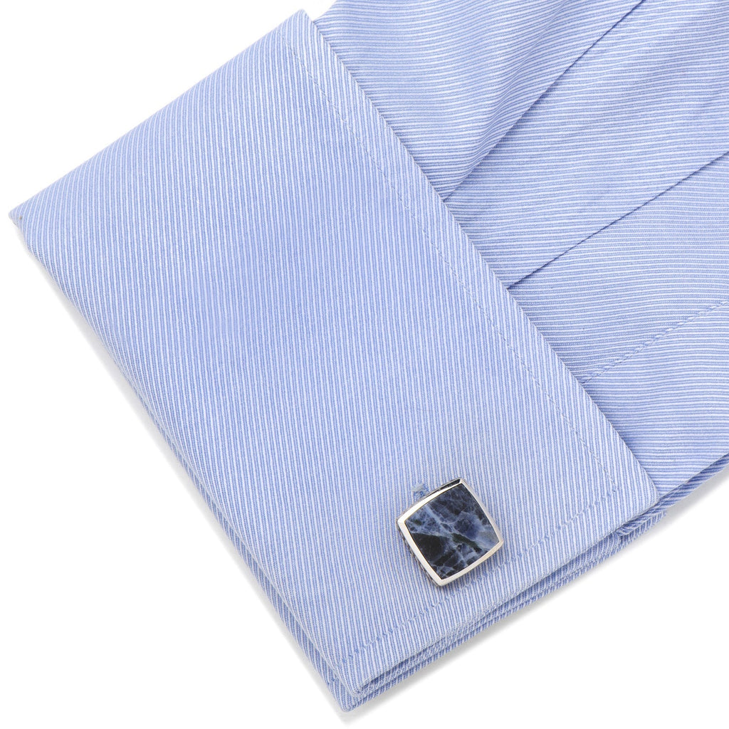 Sterling Classic Scaled Lapis Cufflinks