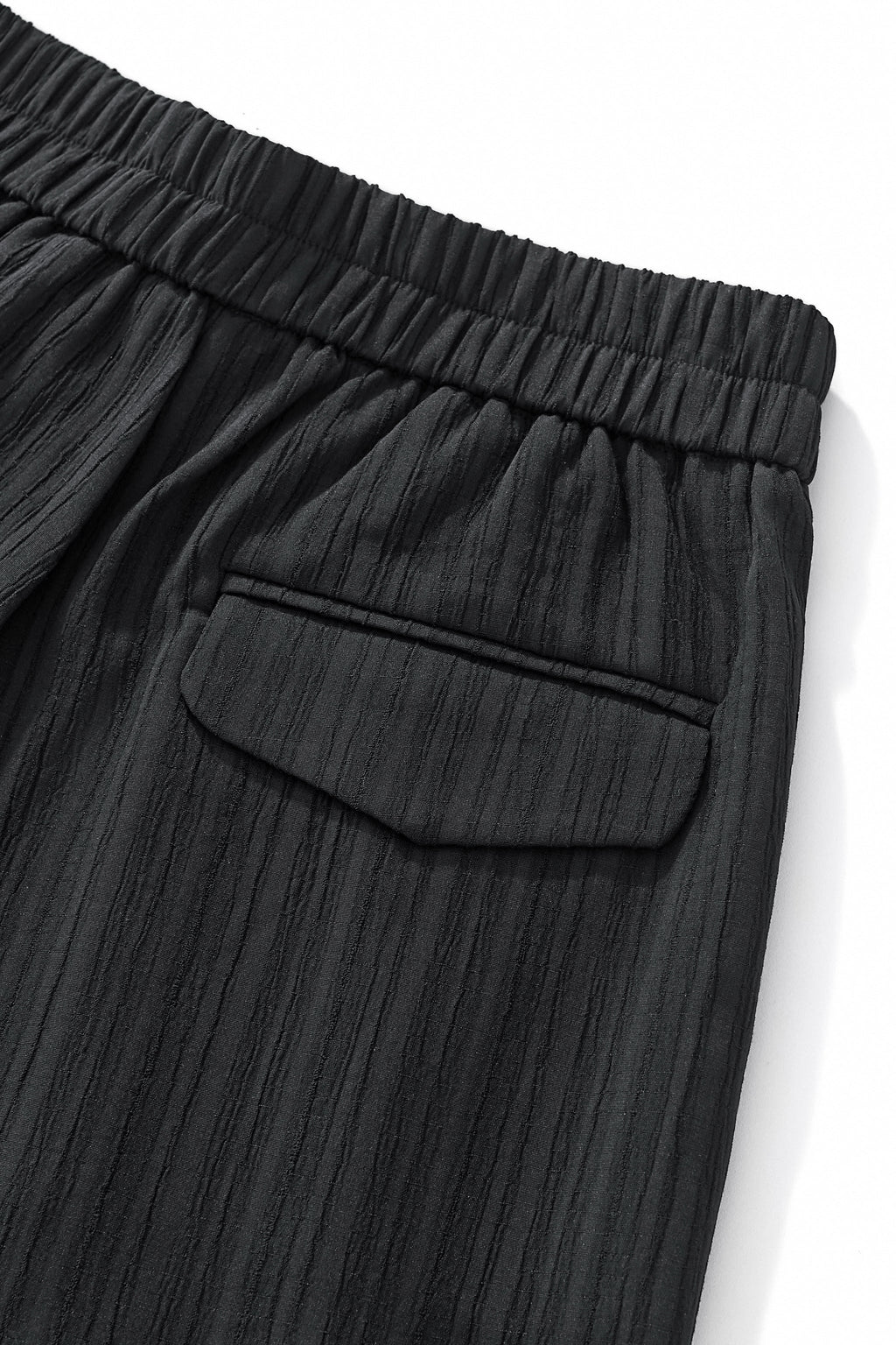 Crinkle Texture Shirt & Pant Set BLACK - My Men's Shop