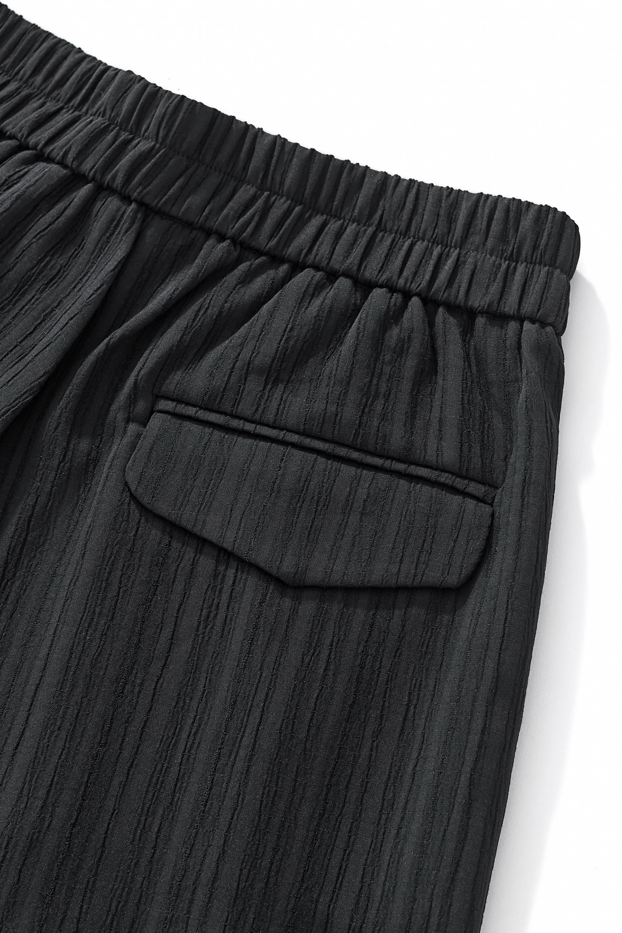 Crinkle Texture Shirt & Pant Set BLACK - My Men's Shop