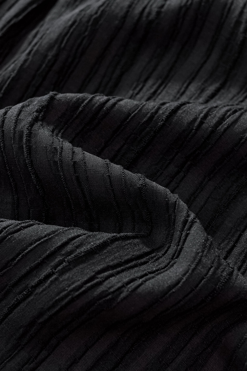 Crinkle Texture Shirt & Pant Set BLACK - My Men's Shop