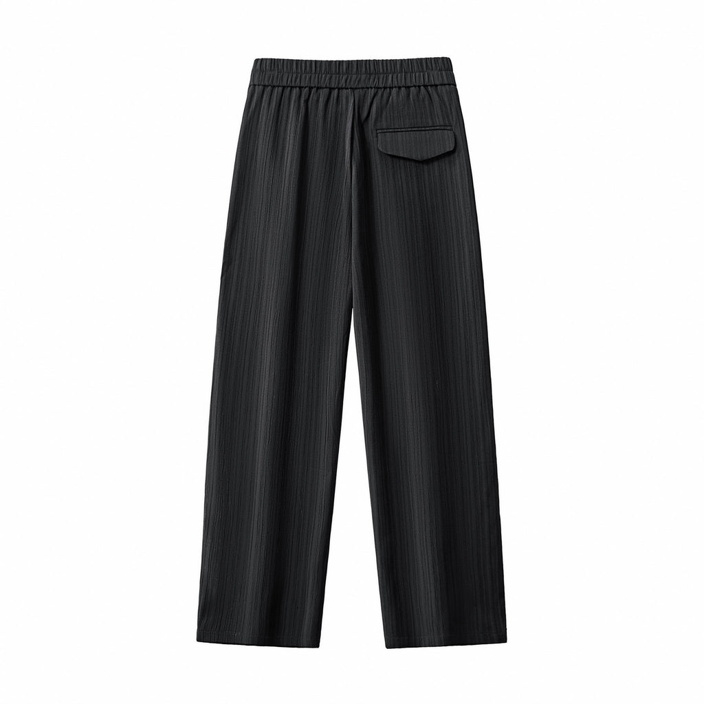 Crinkle Texture Shirt & Pant Set BLACK - My Men's Shop