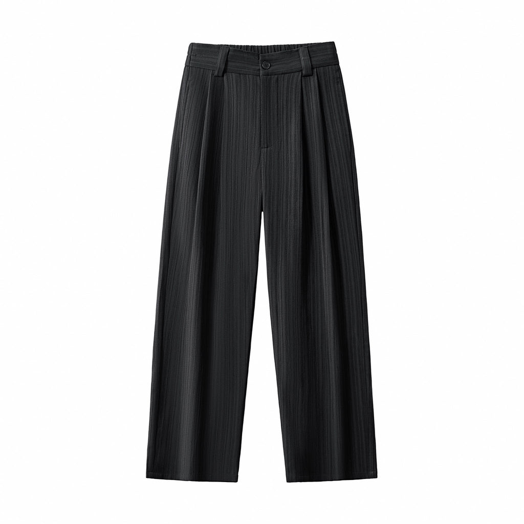 Crinkle Texture Shirt & Pant Set BLACK - My Men's Shop