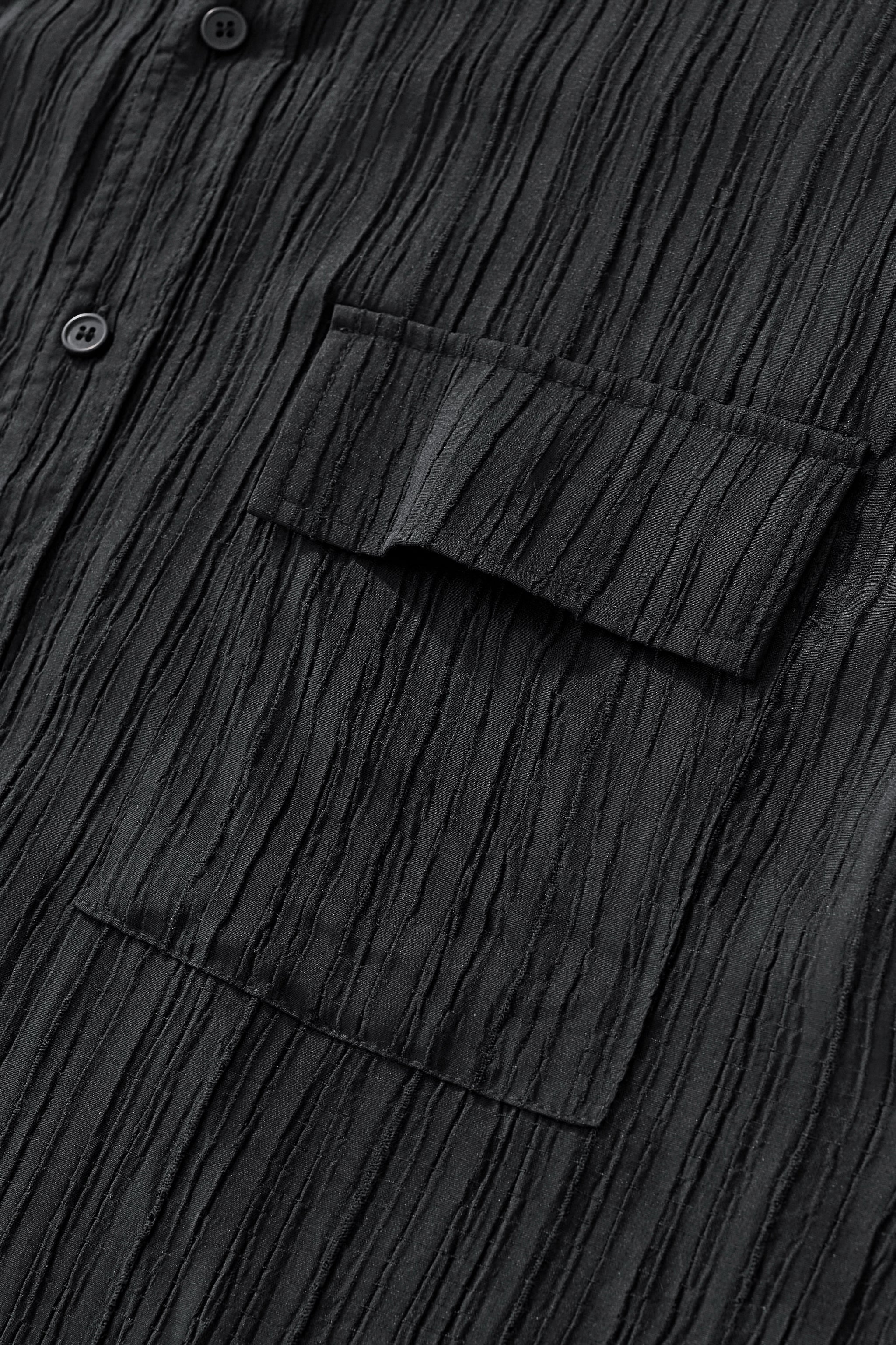 Crinkle Texture Shirt & Pant Set BLACK - My Men's Shop