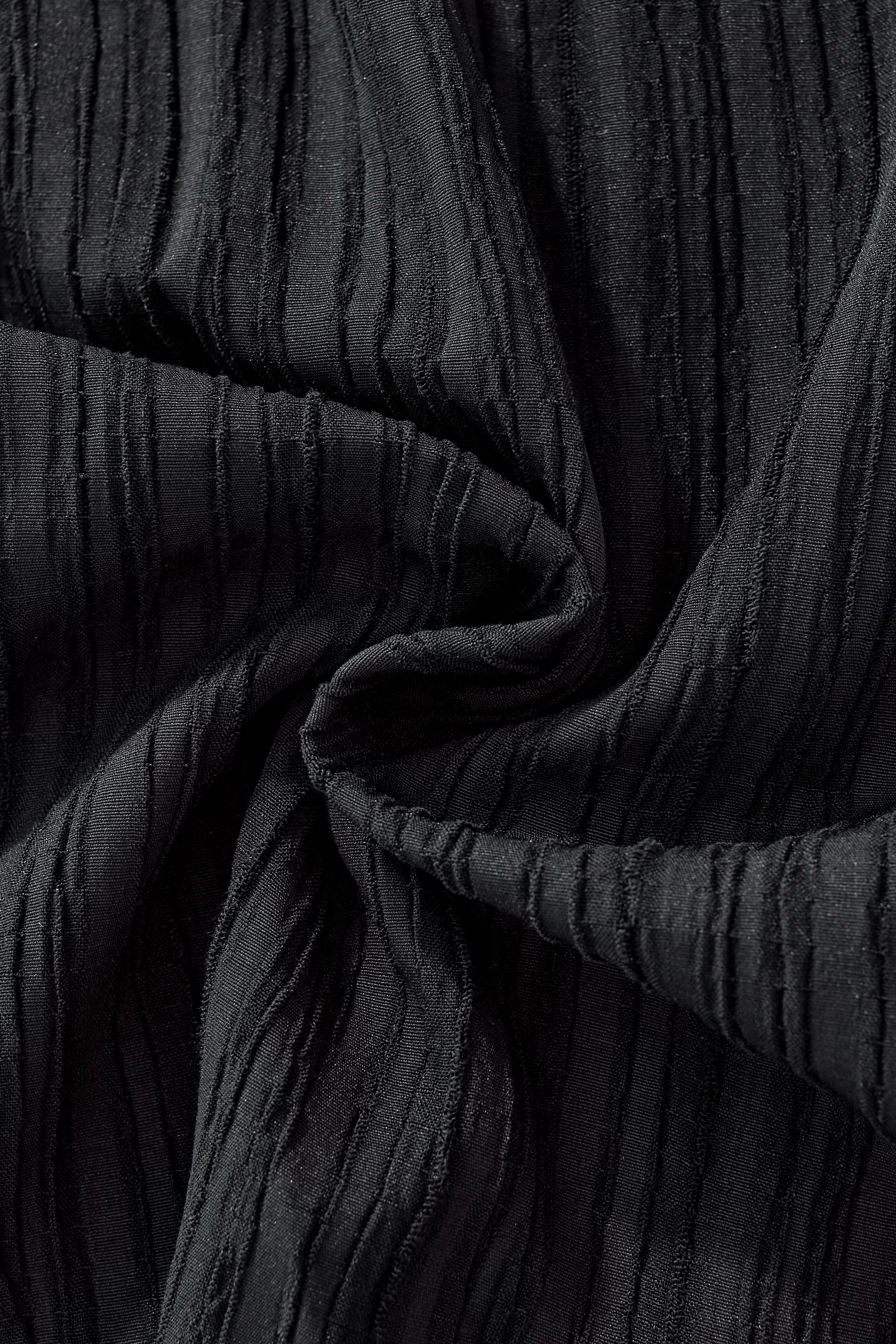 Crinkle Texture Shirt & Pant Set BLACK - My Men's Shop