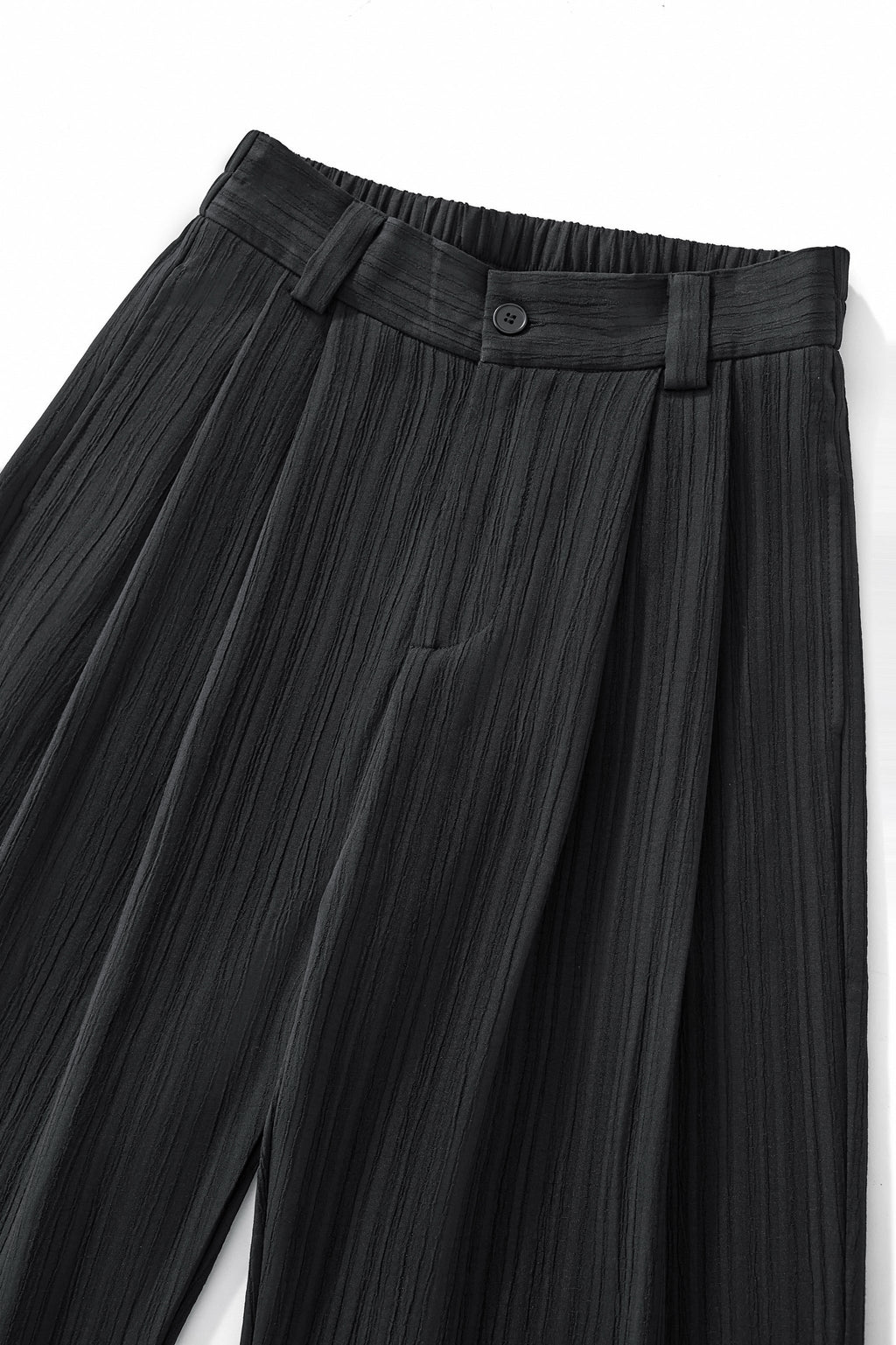 Crinkle Texture Shirt & Pant Set BLACK - My Men's Shop