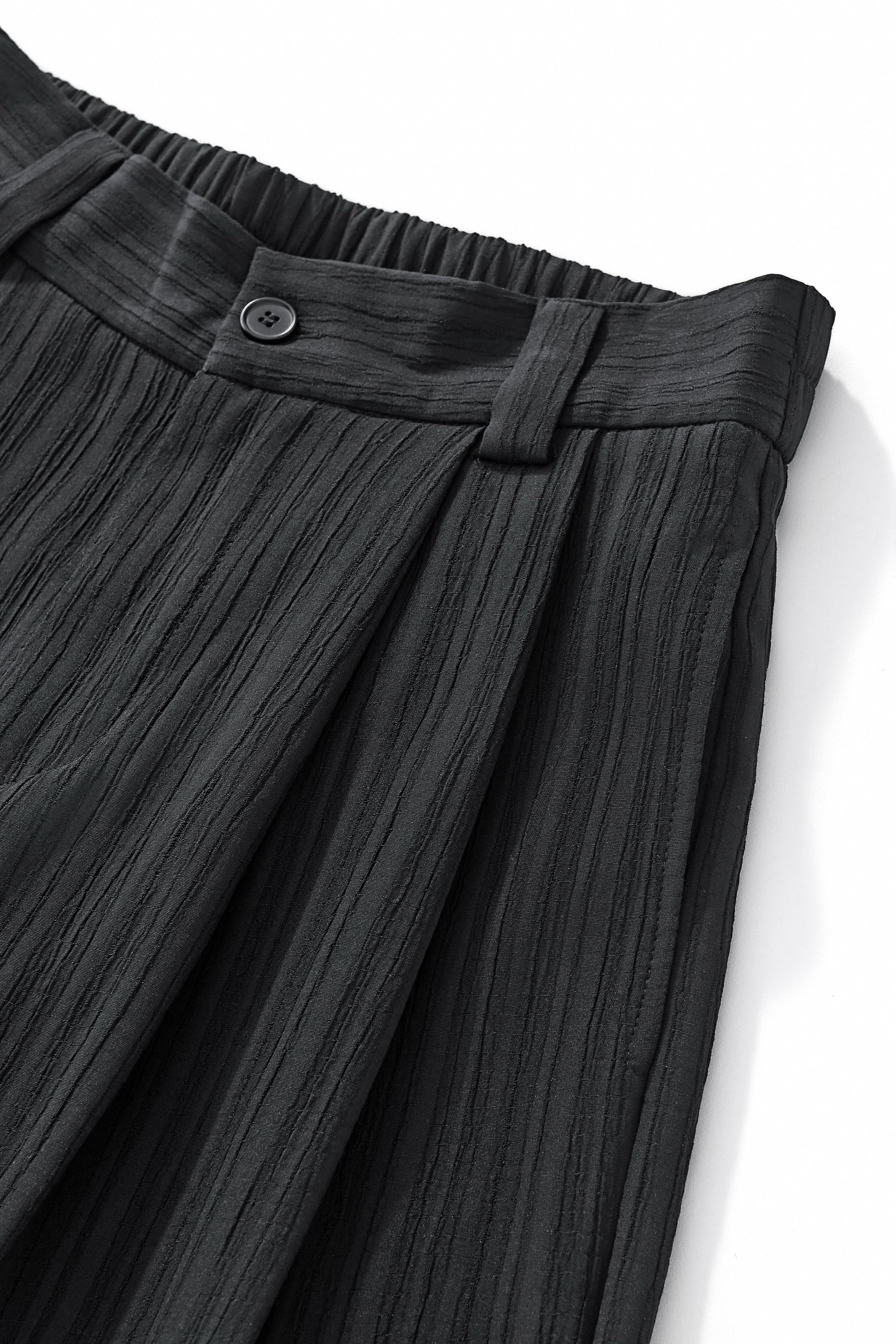 Crinkle Texture Shirt & Pant Set BLACK - My Men's Shop