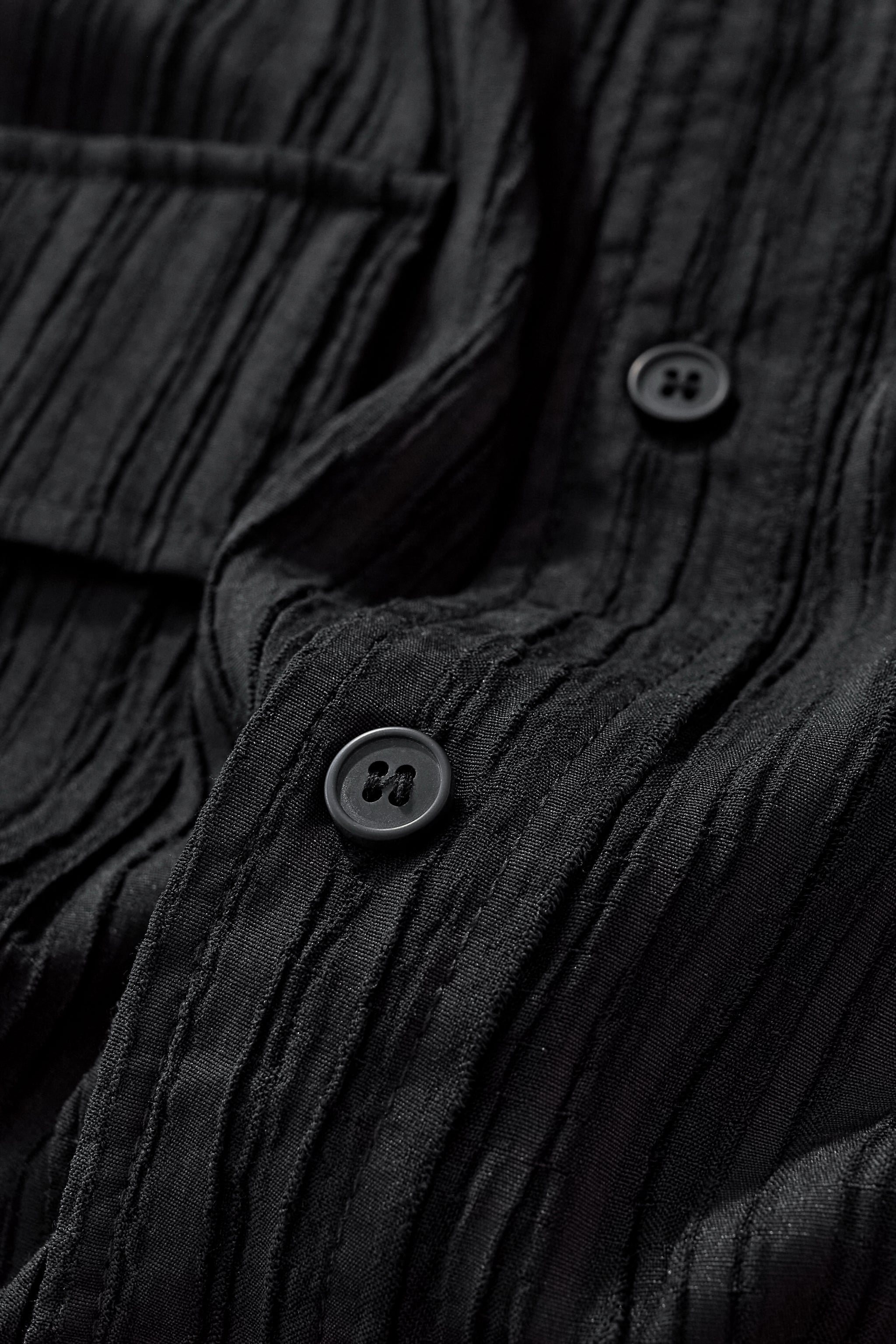 Crinkle Texture Shirt & Pant Set BLACK - My Men's Shop