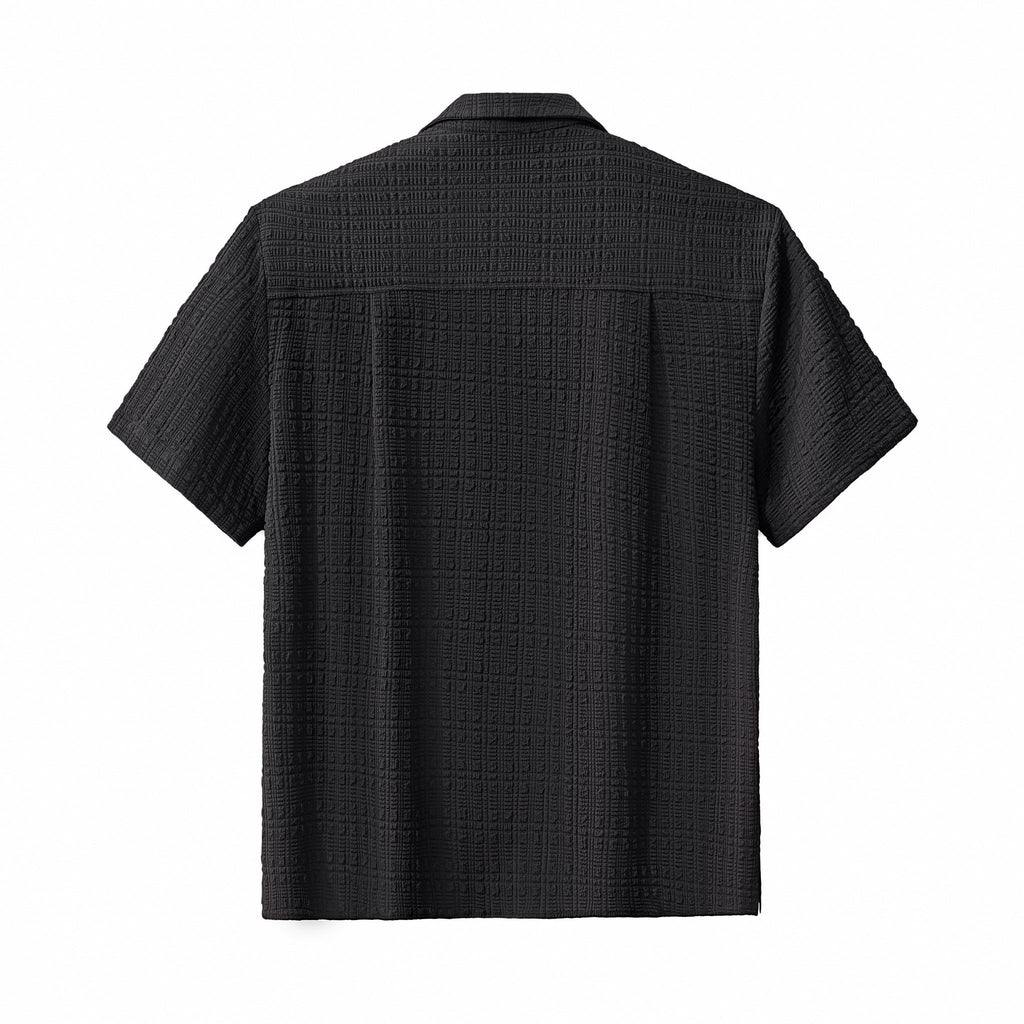Loft Set – Textured Short Sleeve Shirt & Pant BLACK - My Men's Shop