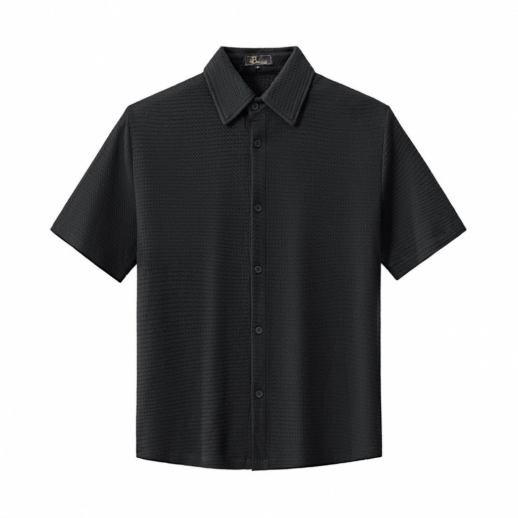 Vista Set – Waffle Textured Shirt & Pant BLACK - My Men's Shop