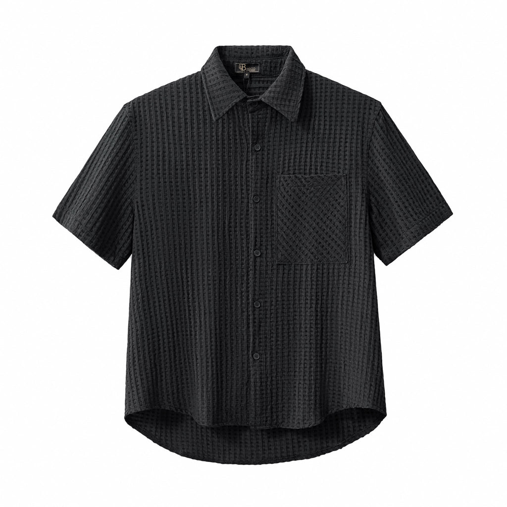 Drift Set – Waffle Textured Shirt & Short BLACK - My Men's Shop