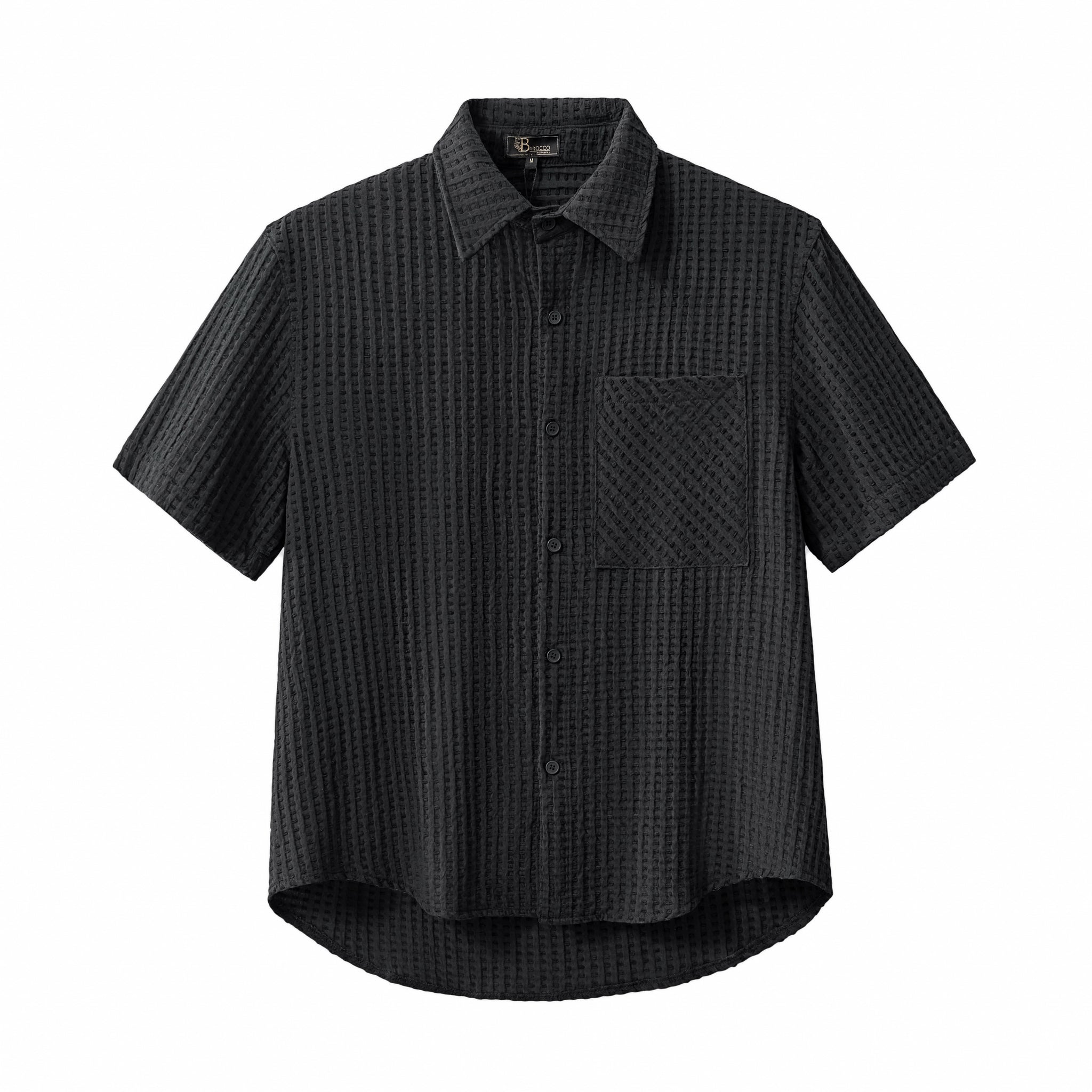 Drift Set – Waffle Textured Shirt & Short BLACK - My Men's Shop