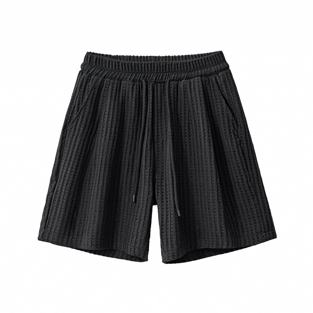 Drift Set – Waffle Textured Shirt & Short BLACK - My Men's Shop