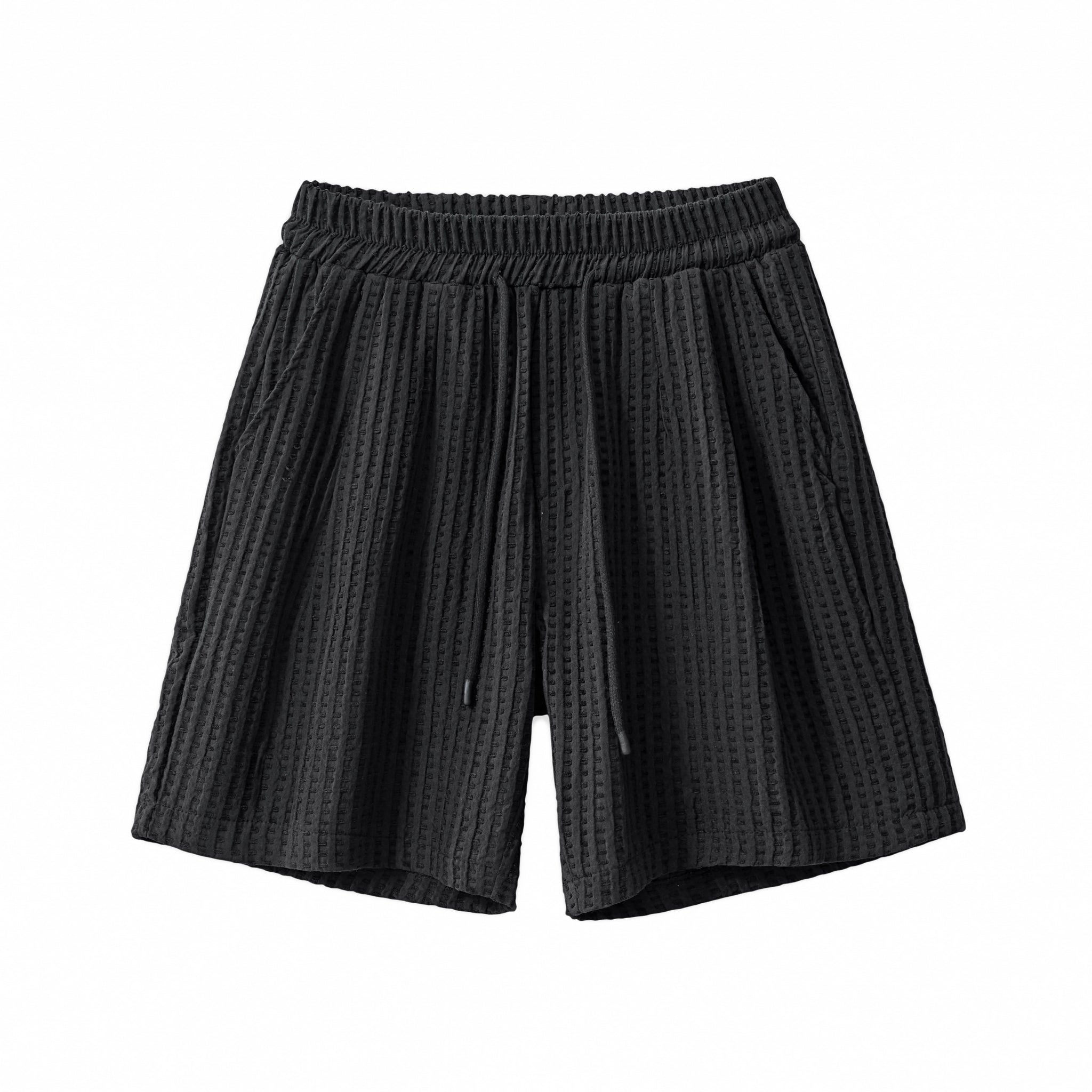 Drift Set – Waffle Textured Shirt & Short BLACK - My Men's Shop