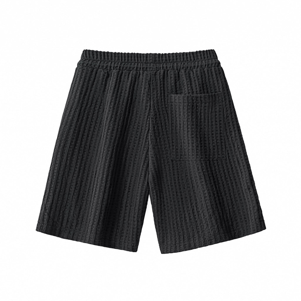 Drift Set – Waffle Textured Shirt & Short BLACK - My Men's Shop