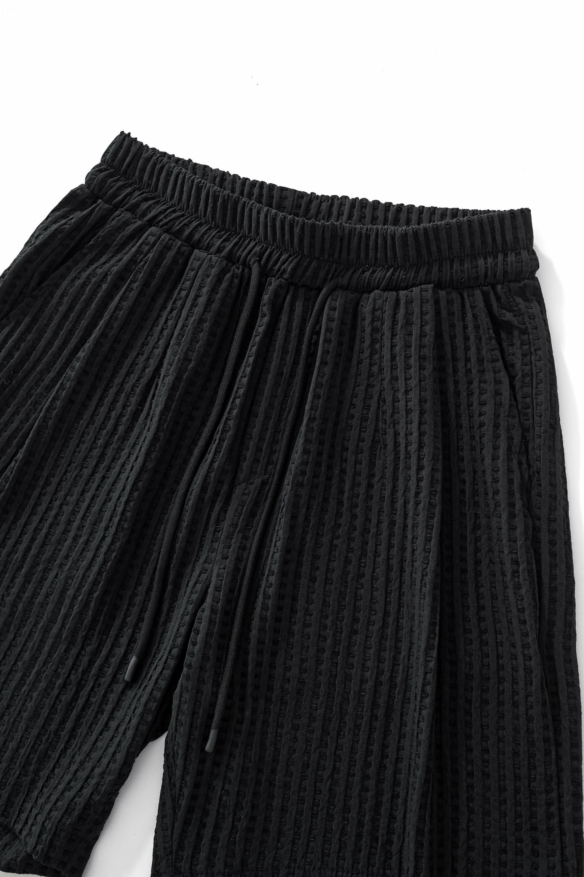 Drift Set – Waffle Textured Shirt & Short BLACK - My Men's Shop