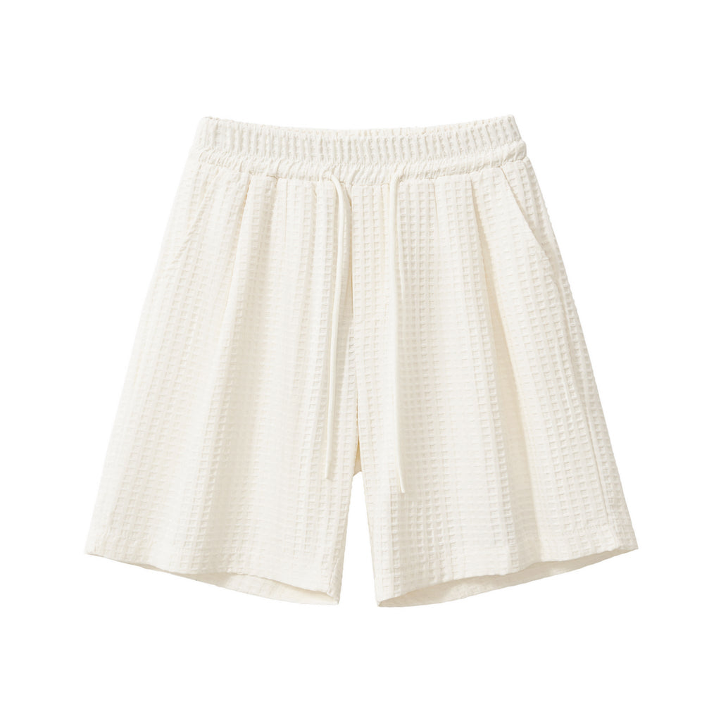 Drift Set – Waffle Textured Shirt & Short WHITE - My Men's Shop