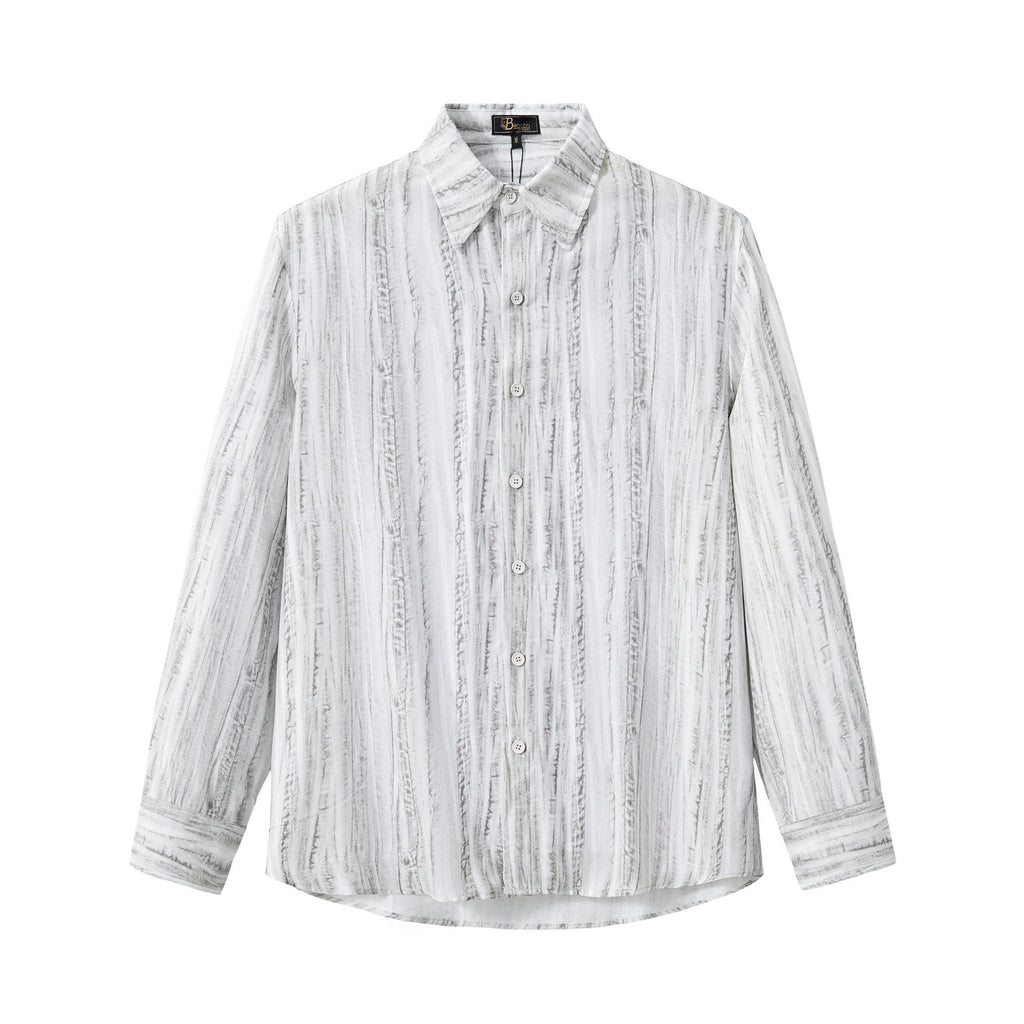 Strata Set – Printed Long Sleeve Shirt & Pant GREY - My Men's Shop