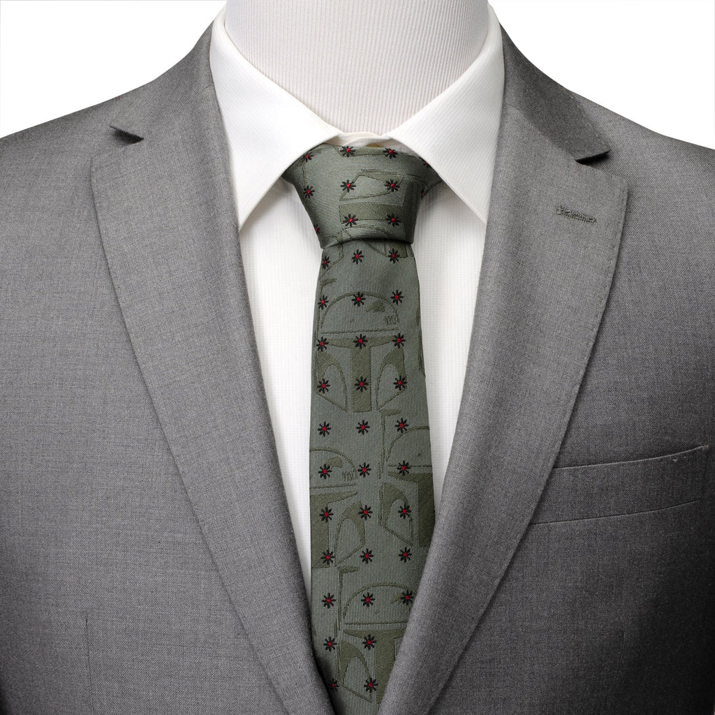 Star Wars Boba Fett Green Floral Motif Tie