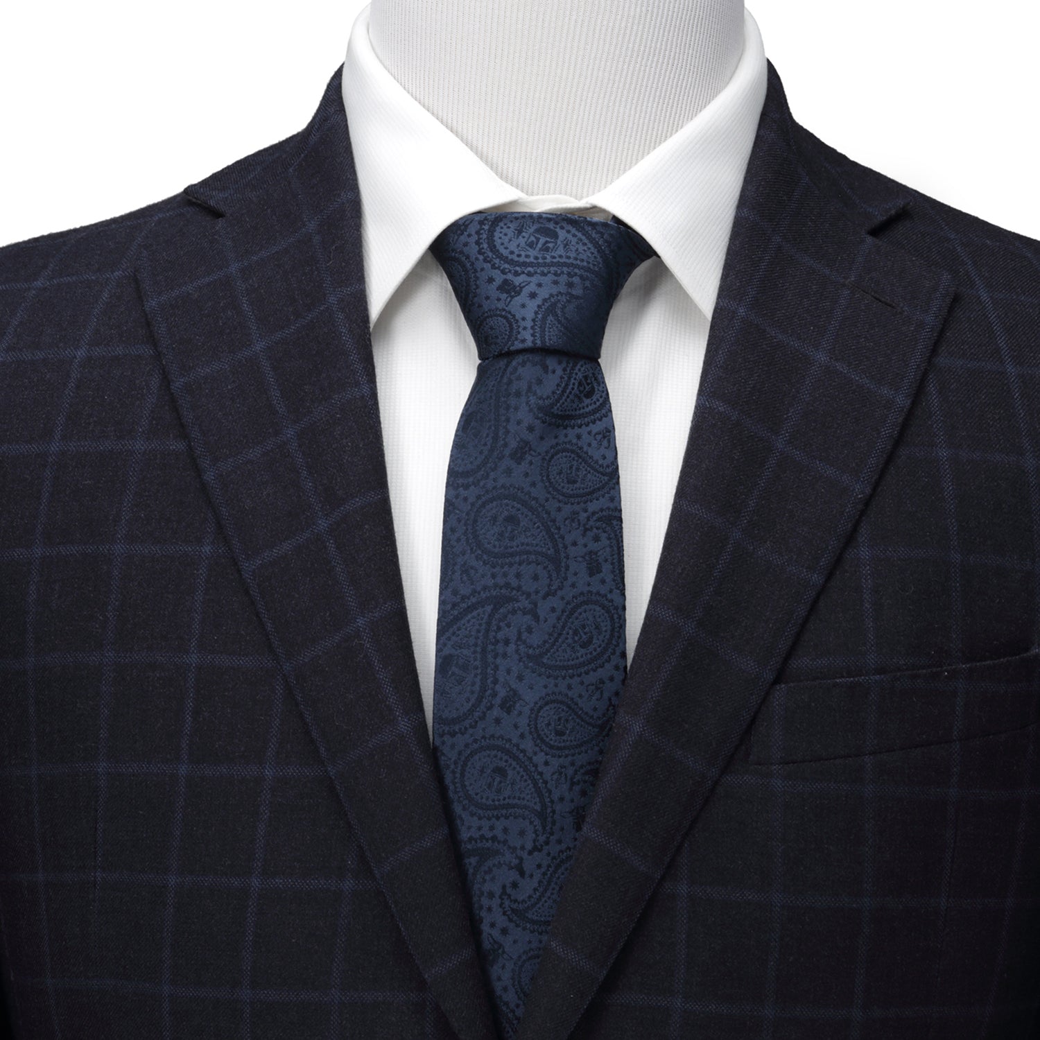 Star Wars Mandalorian and Grogu Navy Paisley Tie, Grogu Tie Bar, and Lapel Pin Gift Set