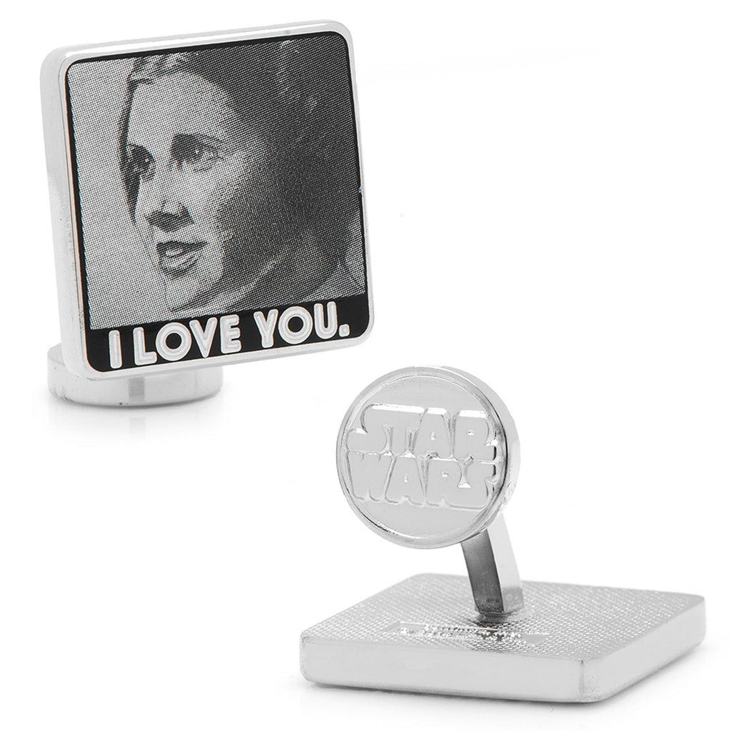 Star Wars Princess Leia and Han Solo "I Love You / I Know" Cufflinks with Hidden Message Tie Bar Gift Set