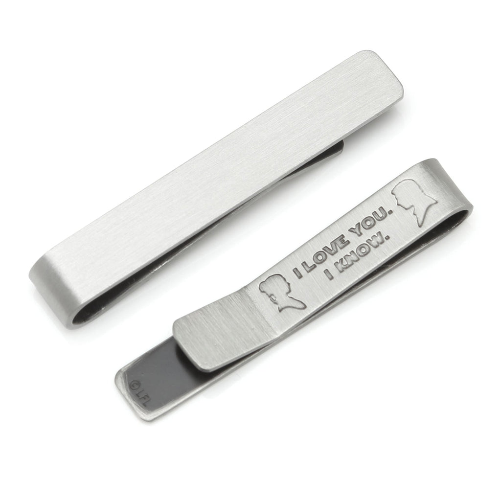 Star Wars Princess Leia and Han Solo "I Love You / I Know" Cufflinks with Hidden Message Tie Bar Gift Set