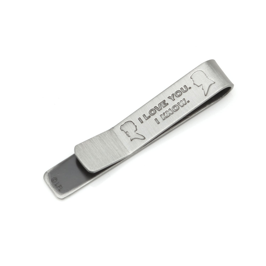 Star Wars Princess Leia and Han Solo "I Love You / I Know" Cufflinks with Hidden Message Tie Bar Gift Set