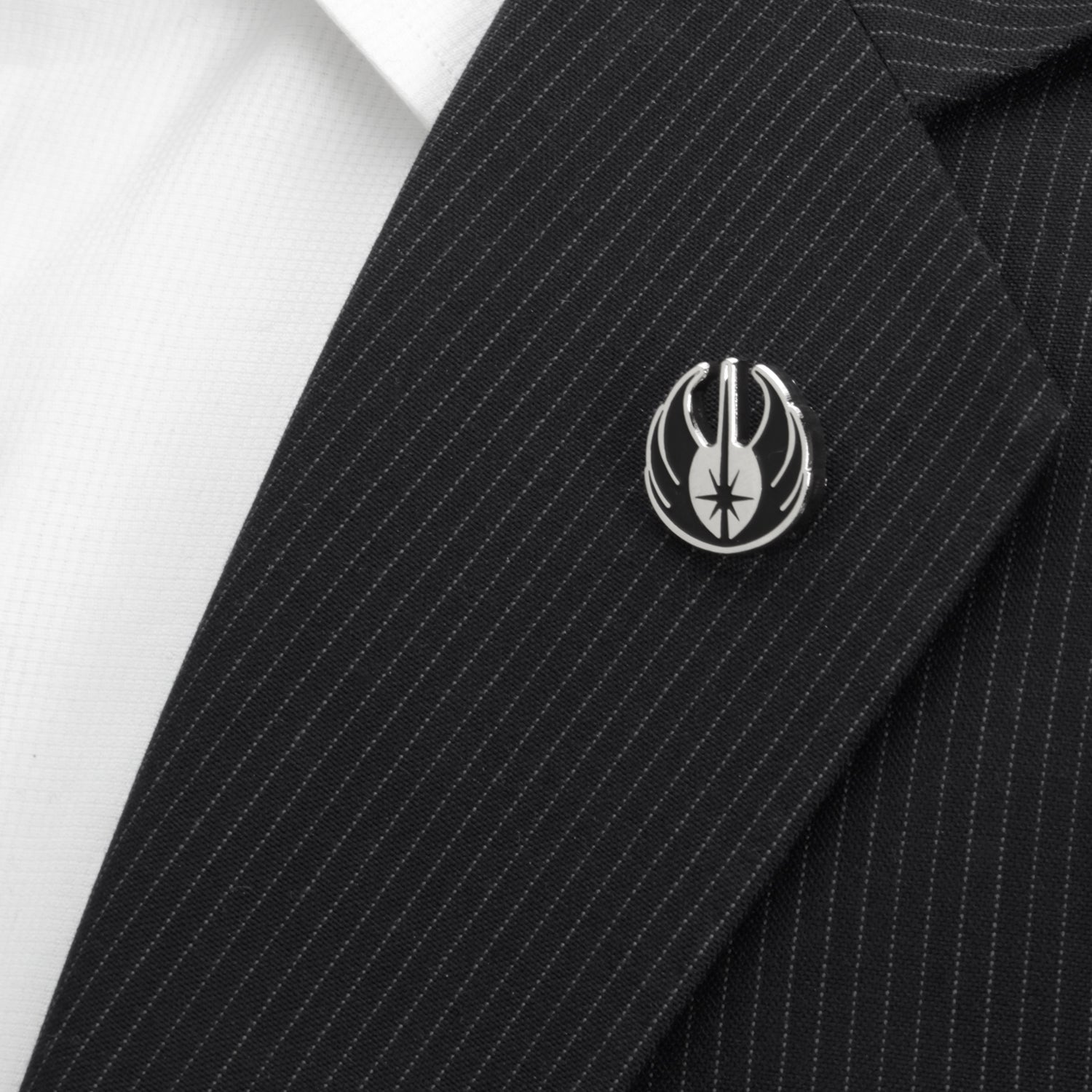 Star Wars Obi-Wan Kenobi Blue LIGHTSABER Pattern Black Dress Socks with Jedi Crest Lapel Pin Gift Set