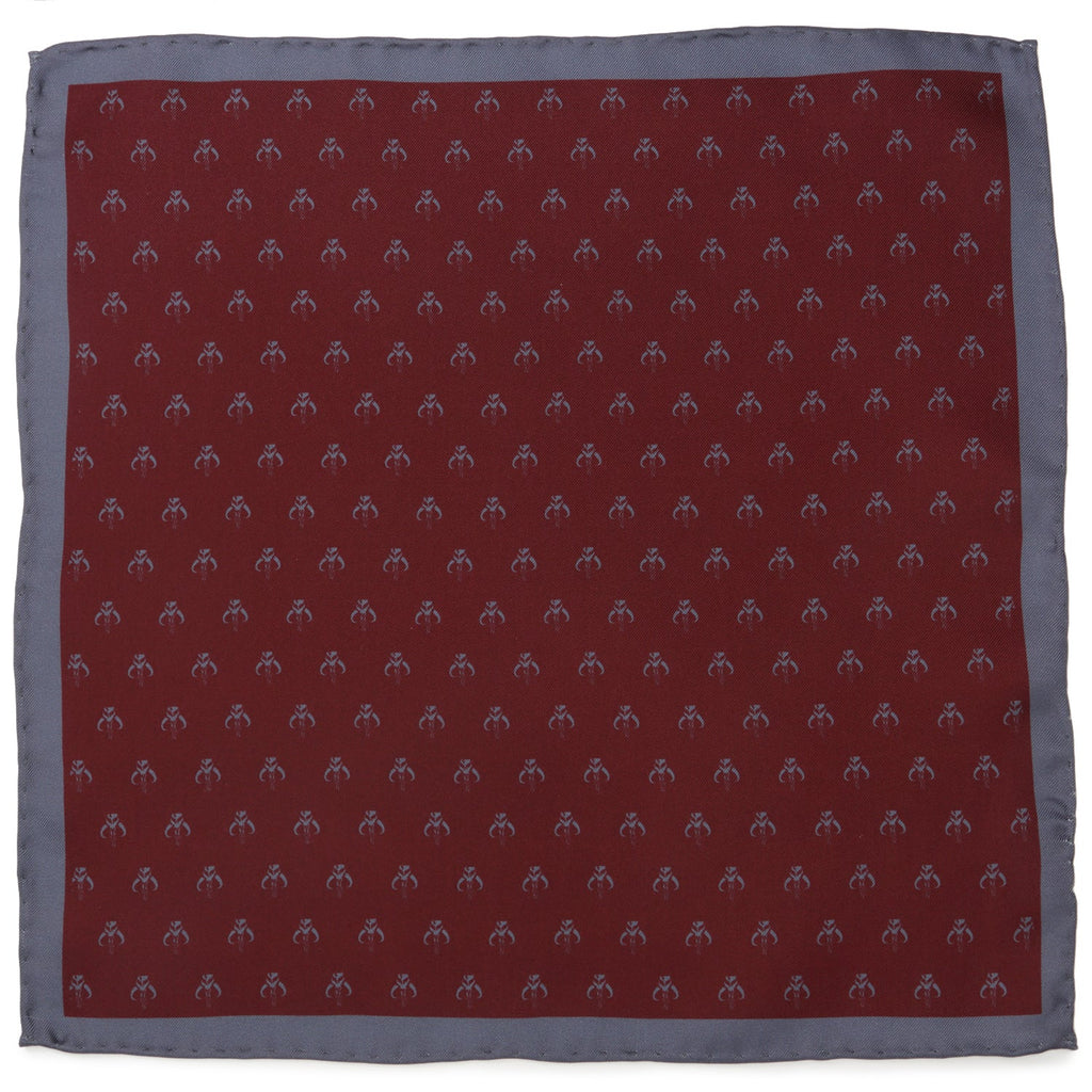 Star Wars Mandalorian Mythosaur Gray Tie, Red Pocket Square, Cufflinks, and Tie Bar Gift Set