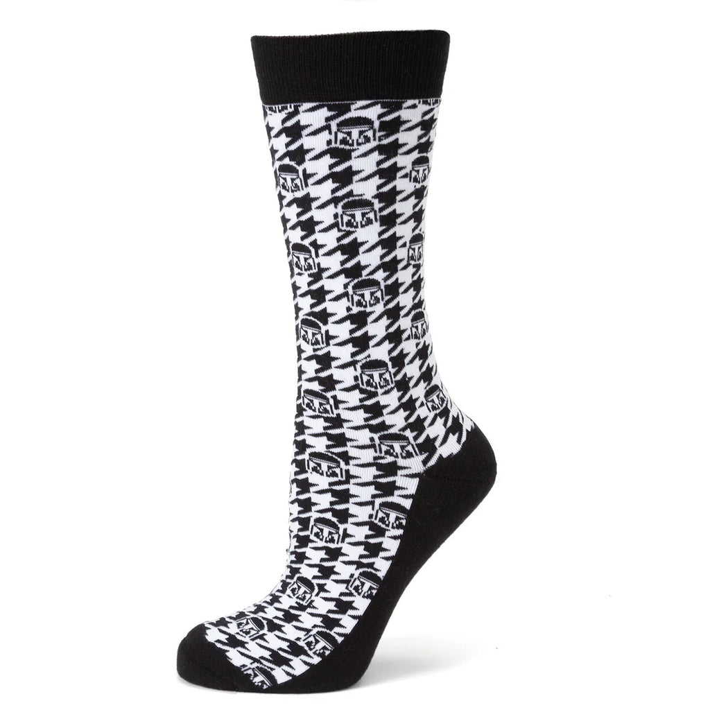Star Wars Mandalorian Houndstooth Black and White Dress Socks and Lapel Pin Gift Set