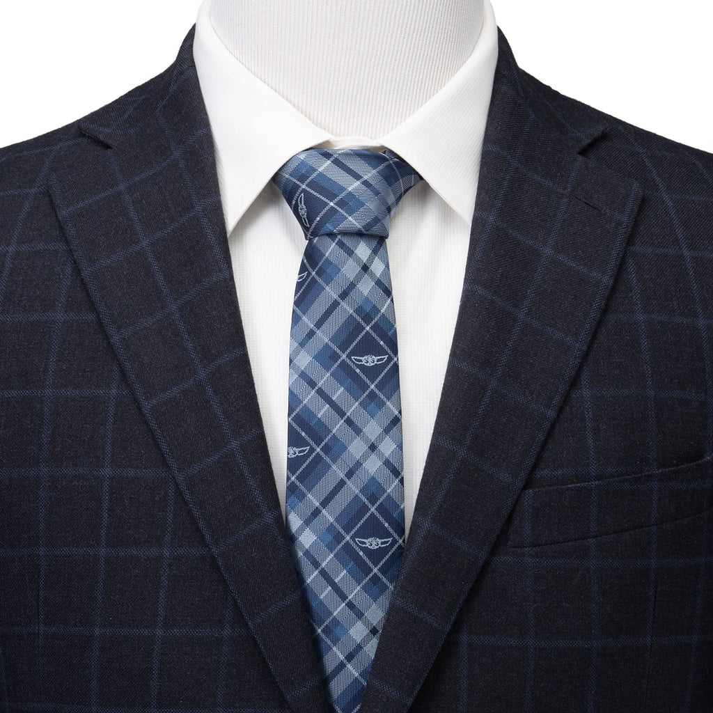 Star Wars Grogu Blue Plaid Tie