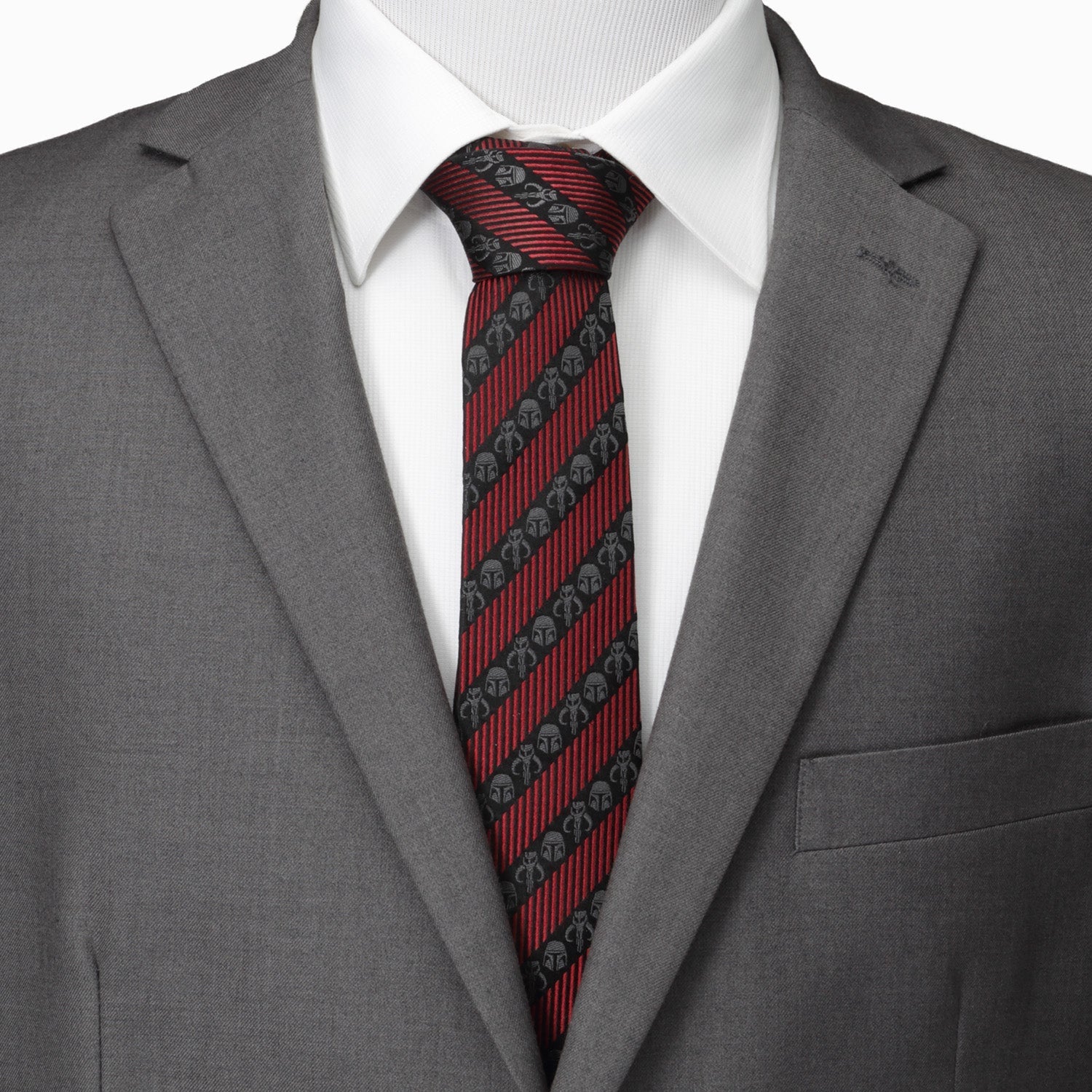 Star Wars Mandalorian Black and Red Striped Tie