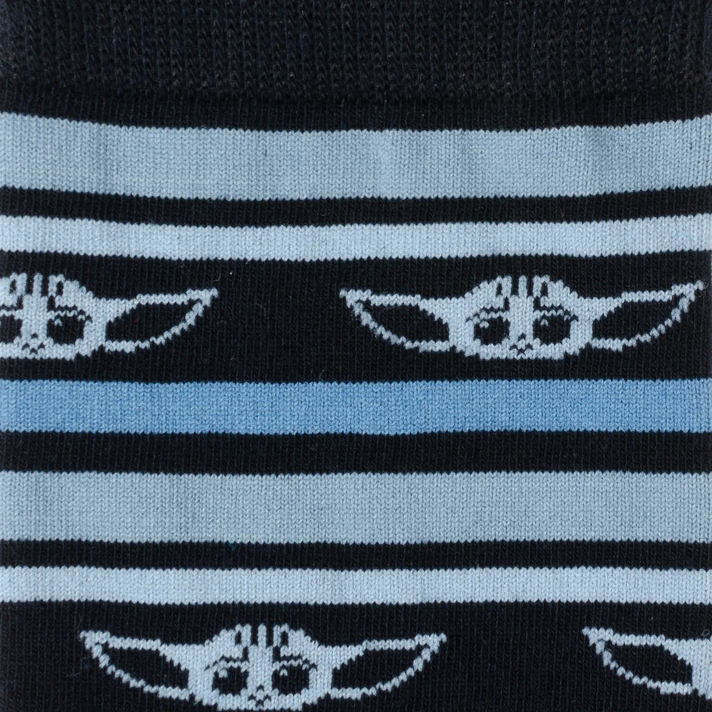 Star Wars Grogu Blue Striped Dress Socks and Lapel Pin Gift Set