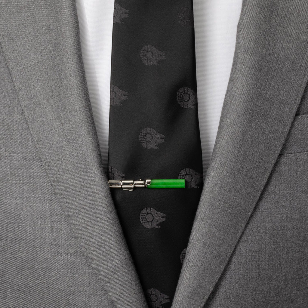 Star Wars Yoda Green and Blue Paisley Tie and LIGHTSABER Tie Clip Gift Set
