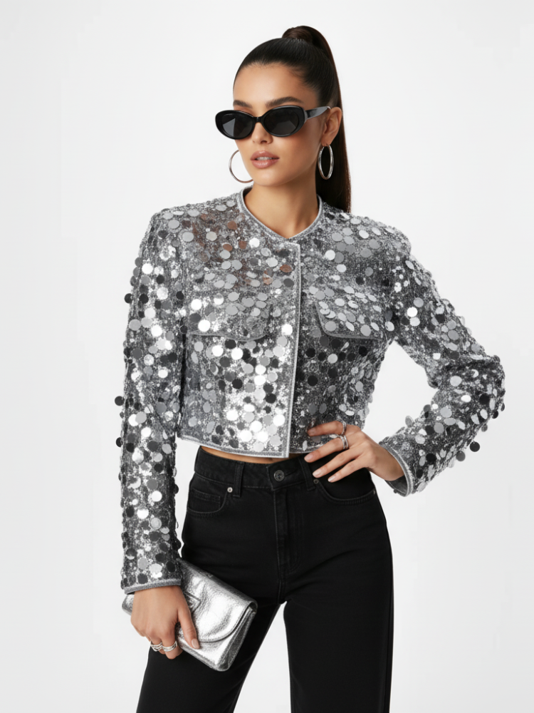 Silver Sequin Jacket For Women, Times Square, BYMANYC New York. - My Men's Shop
