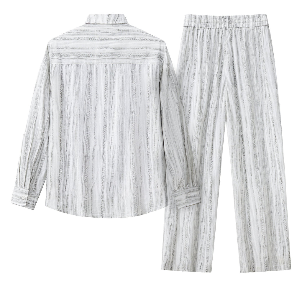 Strata Set – Printed Long Sleeve Shirt & Pant GREY - My Men's Shop