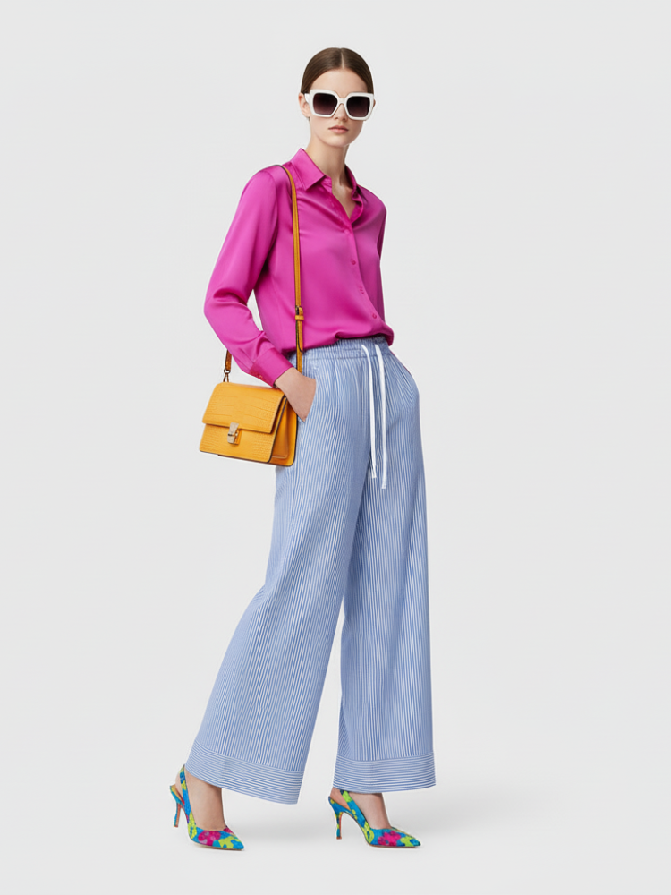 Striped Wide-Leg Pants, Hamptons | Women - BYMANYC ® New York - My Men's Shop